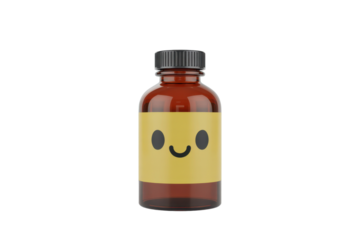 Cute brown bottle with smiley face sticker
