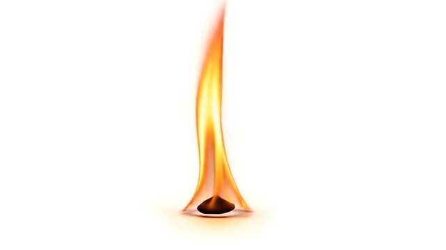 A flame burning brightly against a white background