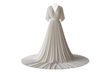 Elegant white wedding dress with train