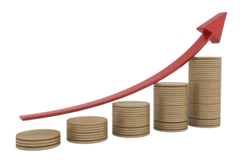 Financial Growth Chart with Red Arrow