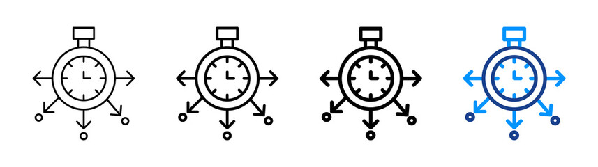 Time Distribution Icon Different Style Outline Collection Set