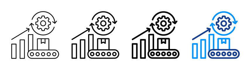 Manufacturing Efficiency Icon Different Style Outline Collection Set