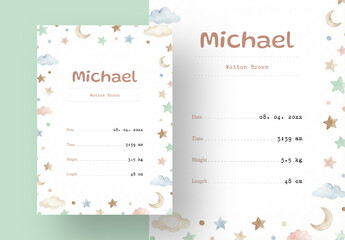 Minimal Birth Card With Nursery Style Frame