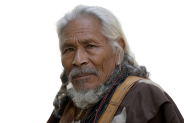 Thoughtful elderly man with gray hair and beard