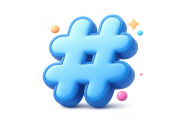 Vibrant hashtag icon with colorful abstract elements for digital and social media design