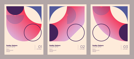 A set of an abstract posters in a simple geometric style design. Vector illustration.