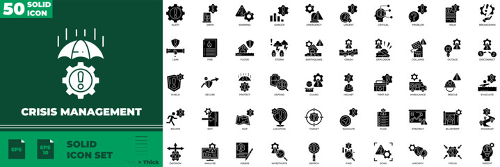 Crisis Management Solid Editable Icons set