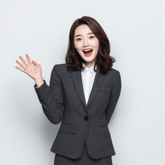 young business woman showing something