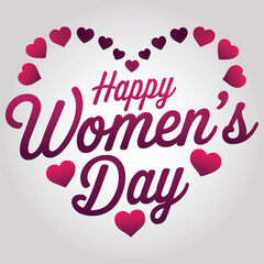 A festive happy women s day graphic with hearts and elegant calligraphy