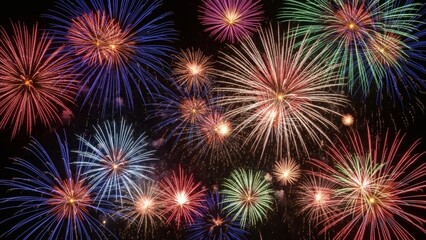 Fototapeta premium Spectacular multicolor fireworks light up the night sky, celebrating a festive occasion