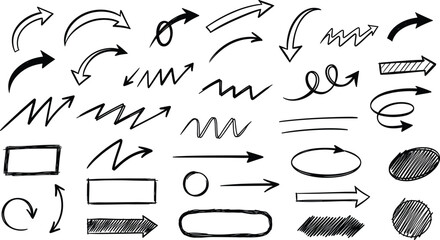 Hand-Drawn Arrows, Shapes, and Symbols for Diagrams, Presentations, Visual Notes, Flowcharts, Creative Sketches, and Instructional Design Elements