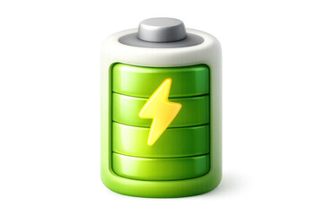 Fototapeta premium Simple battery icon with green energy lightning bolt for design elements and digital use