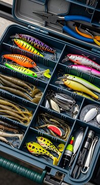 Fishing Tackle Box - Organized Lures and Tools for Angling.