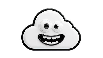 Obraz premium Smiling Cloud Character on White Background