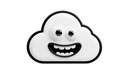 Smiling Cloud Character on White Background