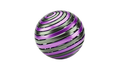 Obraz premium Abstract 3D Sphere with Purple and Silver Stripes