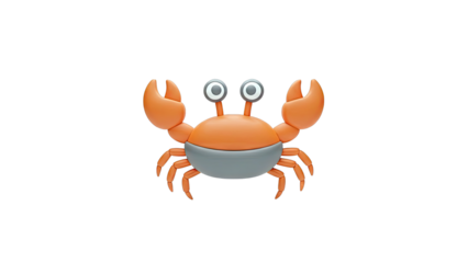 Cartoon Crab with Claws Up on White Background