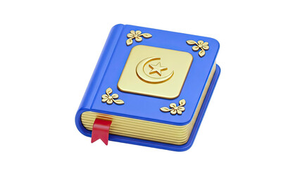 Islamic Book with Crescent Moon and Star Emblem