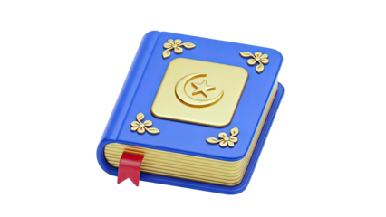 Islamic Book with Crescent Moon and Star Emblem