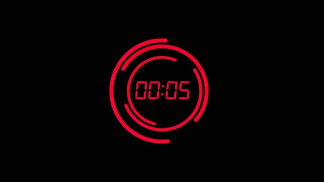 Simple animation of 10 seconds countdown timer with dashed circle on black background.