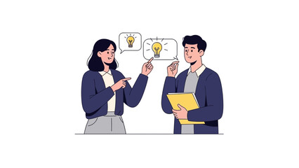 collaborative discussion between two professionals sharing innovative ideas in a modern work