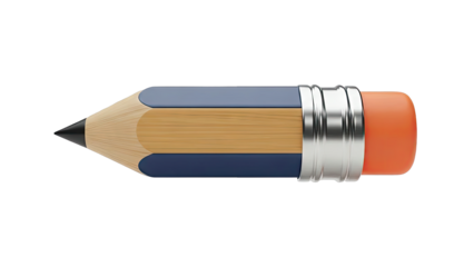 Realistic Rendering of a Sharpened Wooden Pencil with Eraser