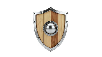 Medieval Wooden Shield with Metal Reinforcements