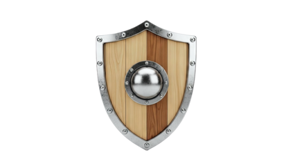 Medieval Wooden Shield with Metal Reinforcements