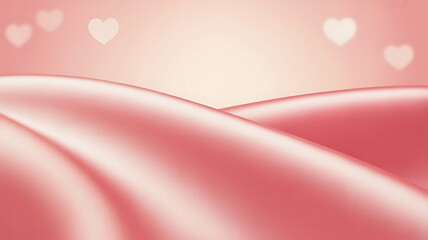 Pink satin fabric with heart pattern background Valentine's Day