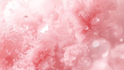 A close-up view of pink bubbles with a soft, pastel background