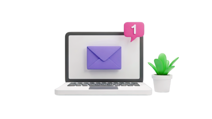 Laptop with Email Notification and Plant