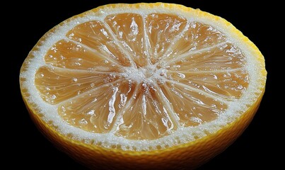 Lemon slice closeup illustrating healthy eating and nutrition with refreshing vitamin C benefits. Organic ingredients used in smoothies or baking, promoting wellness and natural energy, Generative AI