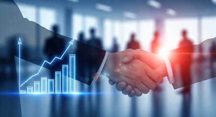 Global Business Handshake with Financial Growth and Partnership Success