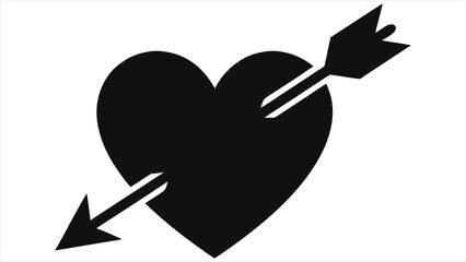 Heart with Arrow Cupid Vector Illustration for Valentine's Day Love Symbol - Minimalist Black Silhouette Romantic Icon for Wedding, Engagement, Passion, Anniversary, and Greeting Card Design Elements