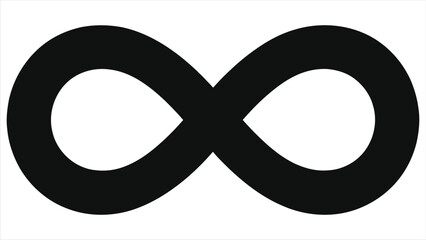 Infinity Heart Symbol Vector - Minimalist Black Infinity Loop Icon for Eternal Love, Valentine's Day, Wedding Invitations, Romantic Logo Design, Tattoos, Cards, Posters, Modern Relationship Art Vector