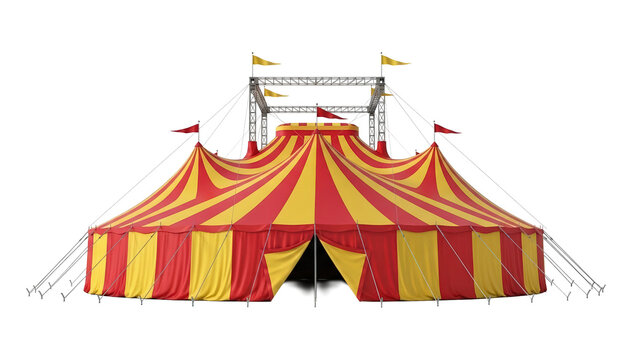 Vibrant Classic Carnival Big Top Show Tent Isolated on Transparent Background
