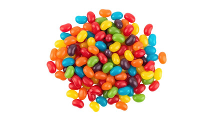 Fototapeta premium Delicious Assorted Jelly Beans Colorful Candy Treats Isolated on Transparent Background