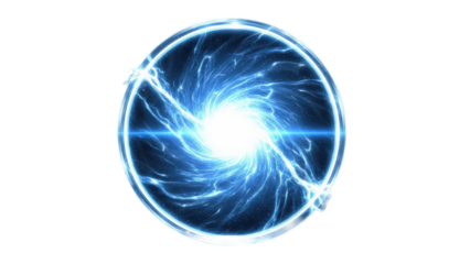 Dynamic blue energy portal vortex isolated on transparent background power magic effect
