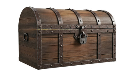 Old wooden treasure chest symbolizing wealth adventure isolated on transparent background mystery
