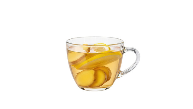 Healthy warming ginger lemon tea for wellness isolated on transparent background - Powered by Adobe