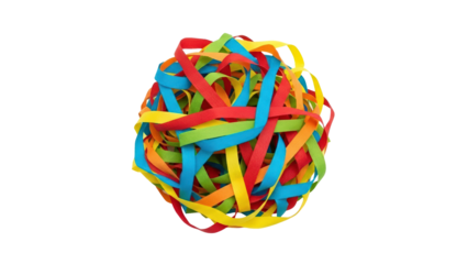 A colorful ball of paper strips, a symbol of creativity and fun. The image showcases vibrant, mixed shades, making it a visual delight