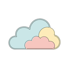 Fototapeta premium Colorful pastel clouds in flat design for decorative purposes on transparent background