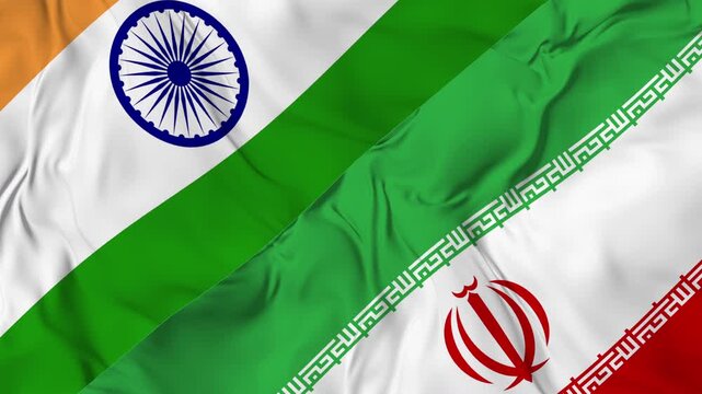 India v Iran flag seamless loop animation. high resolution video 4K