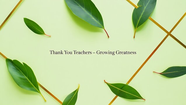 Thank you teachers - growing greatness with green leaves - Powered by Adobe