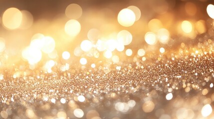Shimmering Golden Bokeh Effect Creating a Dreamy Atmosphere with Soft Light and Magical Sparkles on a Glittering Background