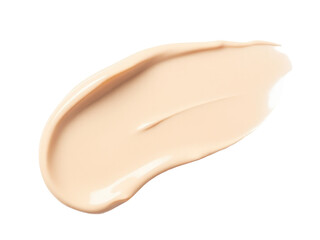 Close-up shot of liquid foundation on a white background, perfect for beauty and cosmetic product photography
