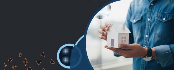 Hands Holding Paper House Model, Real Estate Investment Concept