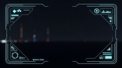 Futuristic interface with neon blue lines.