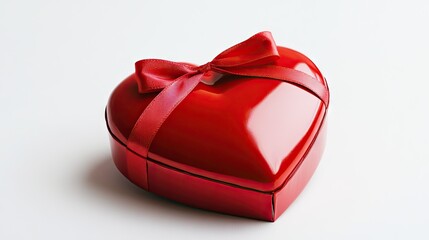 Red Heart-Shaped Gift Box with Ribbon Perfect for Romantic Occasions and Special Celebrations like Valentine's Day or Anniversaries
