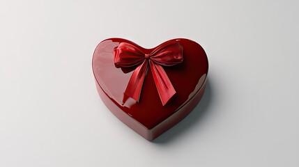 Red Heart-Shaped Gift Box with a Bow, Perfect for Valentine's Day, Celebrations, and Special Occasions, Elegant, Romantic, Sweet Surprise